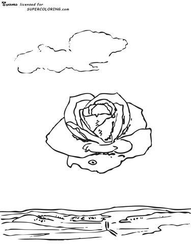 Meditative Rose By Salvador Dali  Coloring Page